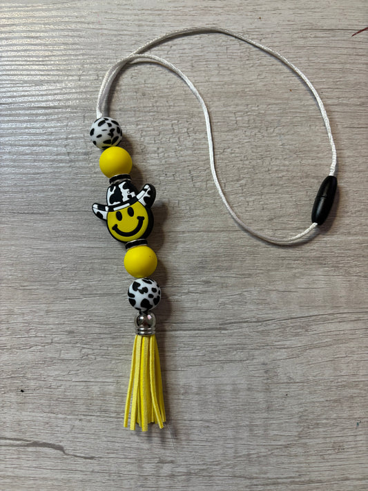 Cowboy smiley face car charm