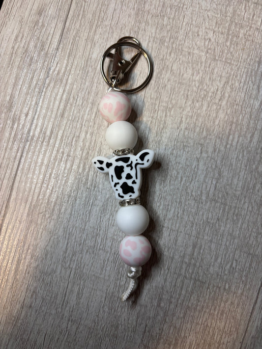 Pink Cow Keychain